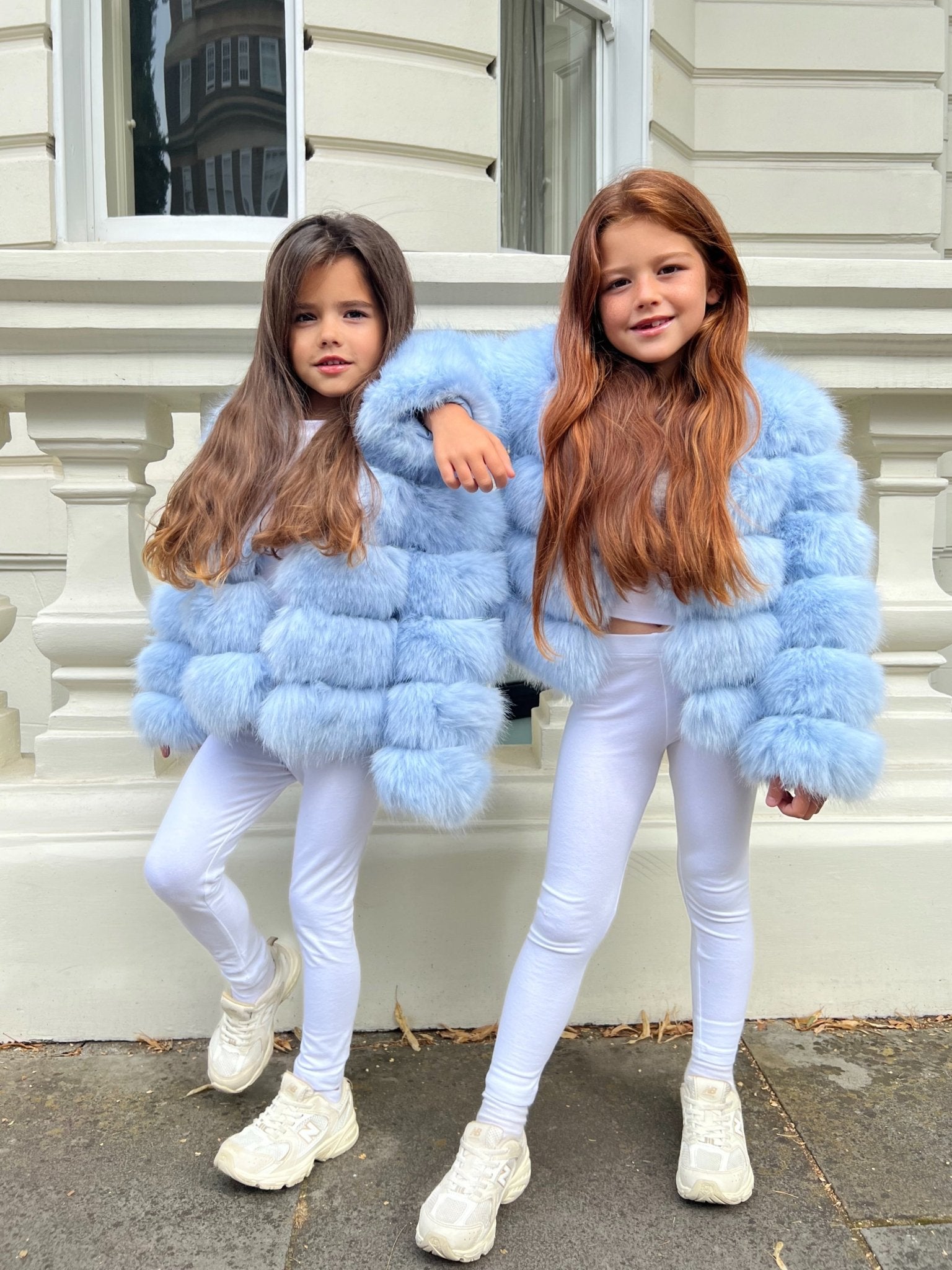Baby Blue Childrens Faux Fur Coat – H&L - Main Image