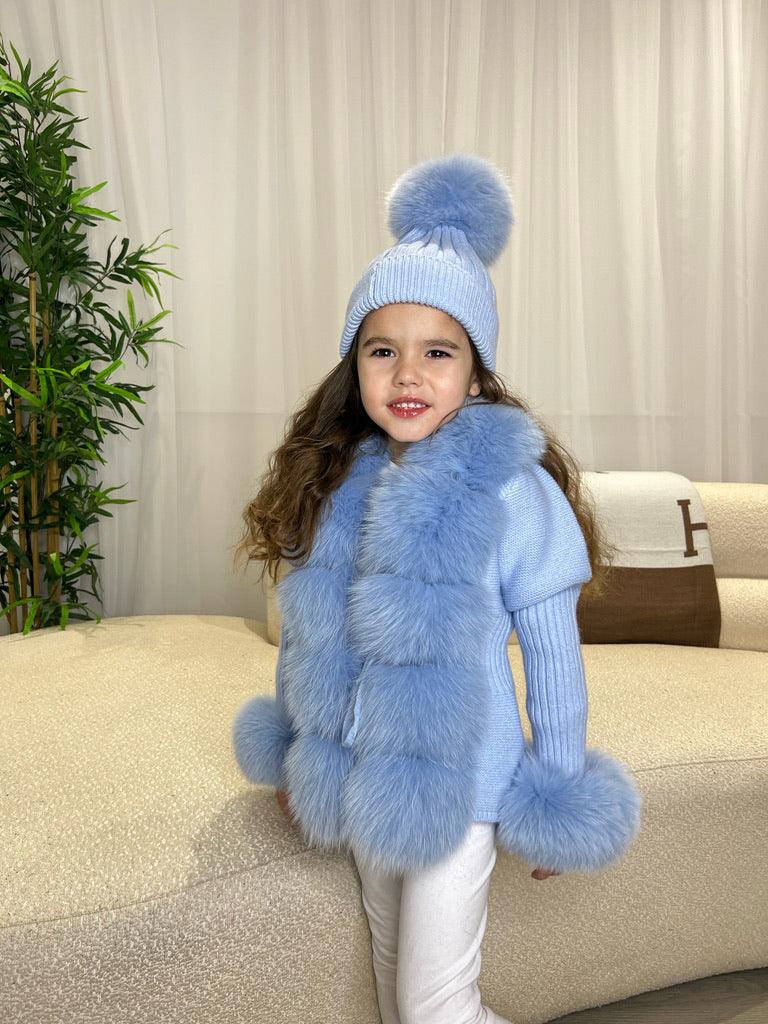Kids Baby Blue Luxury Fur Cardigan - H&L