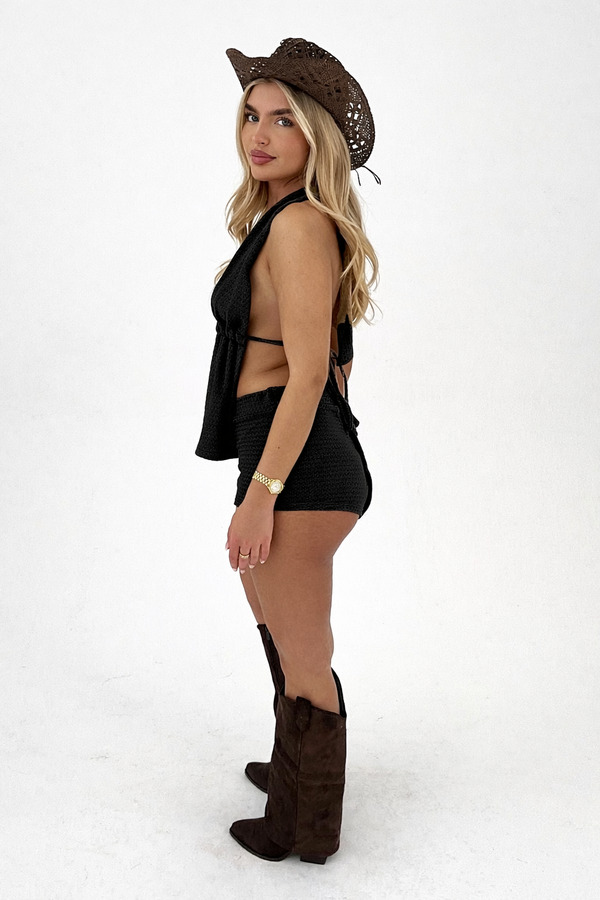 LANA | Black Micro Shorts - HL London