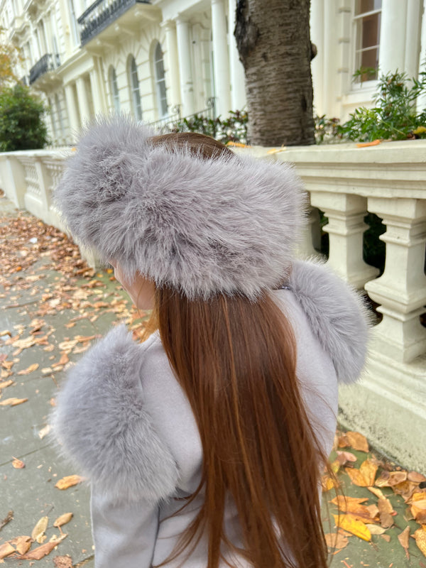 Light Grey Childrens Premium Faux Fur Headband
