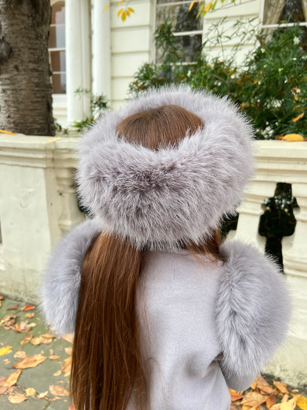 Light Grey Childrens Premium Faux Fur Headband