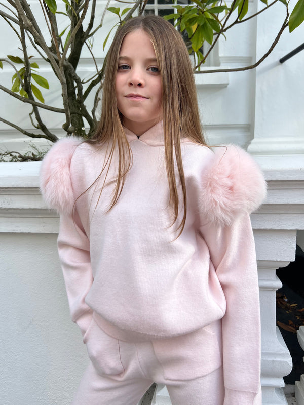 Childrens Baby Pink Luxury Fur Tracksuit