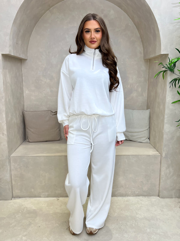 White Quarter Zip Co Ord