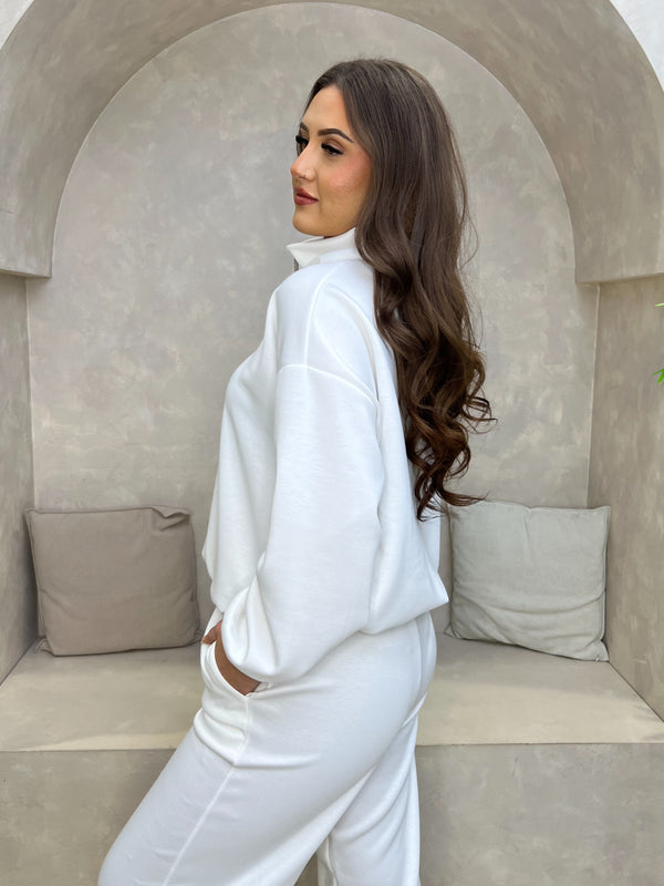 White Quarter Zip Co Ord