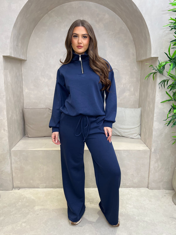 Navy Quarter Zip Co Ord