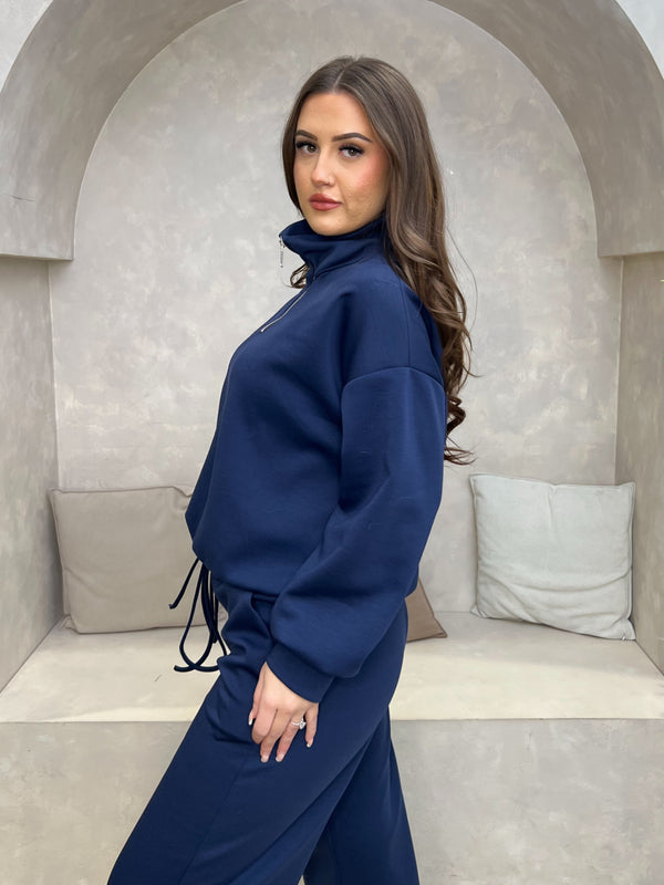 Navy Quarter Zip Co Ord