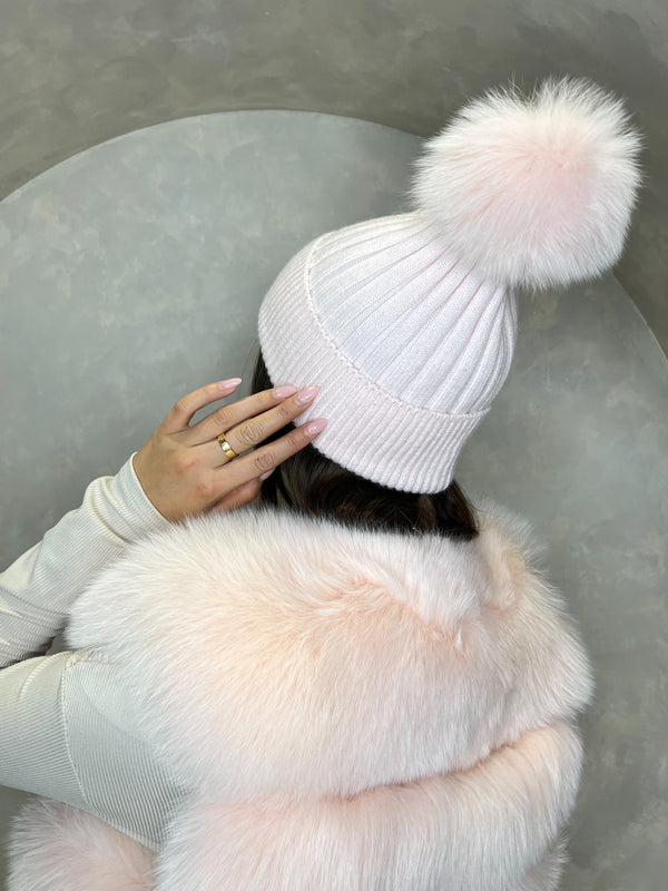Baby Pink Luxury Fur Bobble Hat