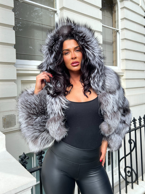 Two Tone Luxury Fur Hooded Jacket