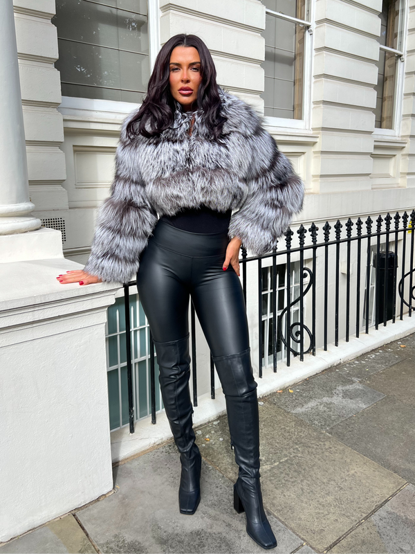 Two Tone Luxury Fur Hooded Jacket