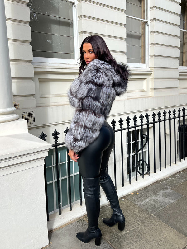Two Tone Luxury Fur Hooded Jacket