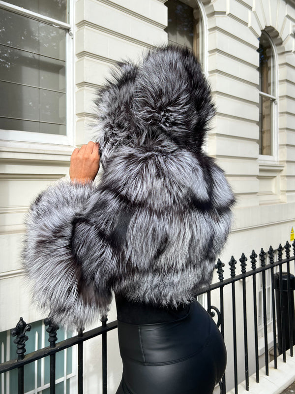 Two Tone Luxury Fur Hooded Jacket