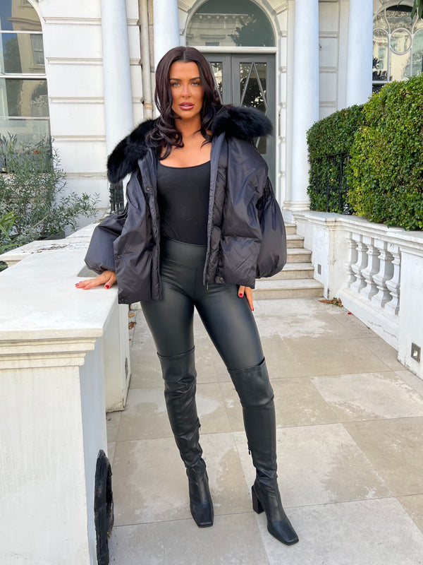 Black Luxury Fur Collar Jacket