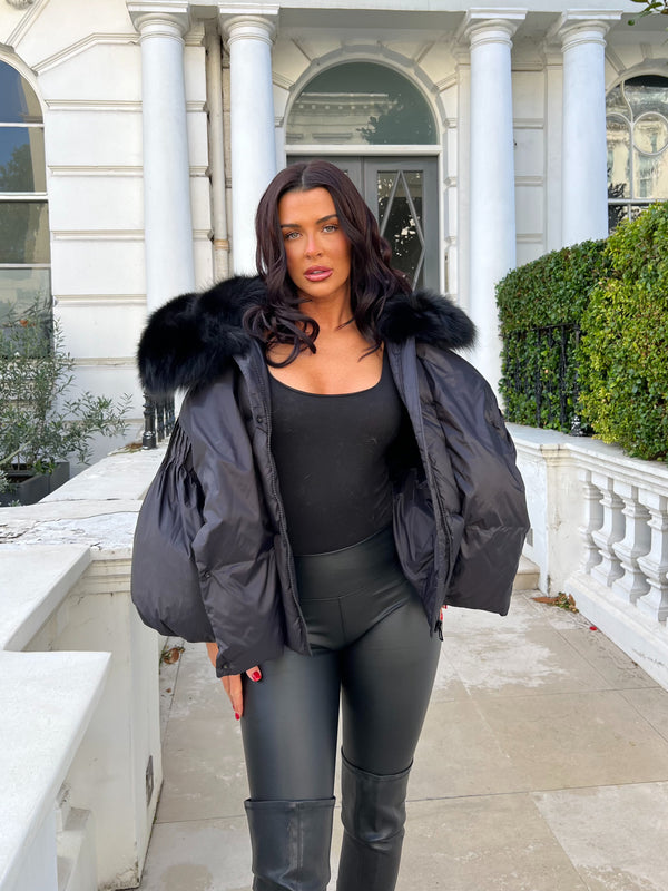 Black Luxury Fur Collar Jacket