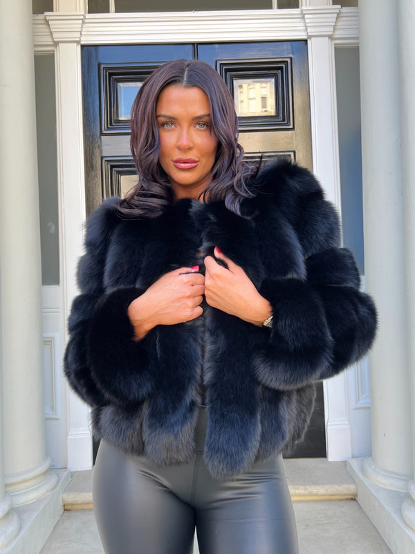 Black Luxury Fur Vertical Pelt Coat