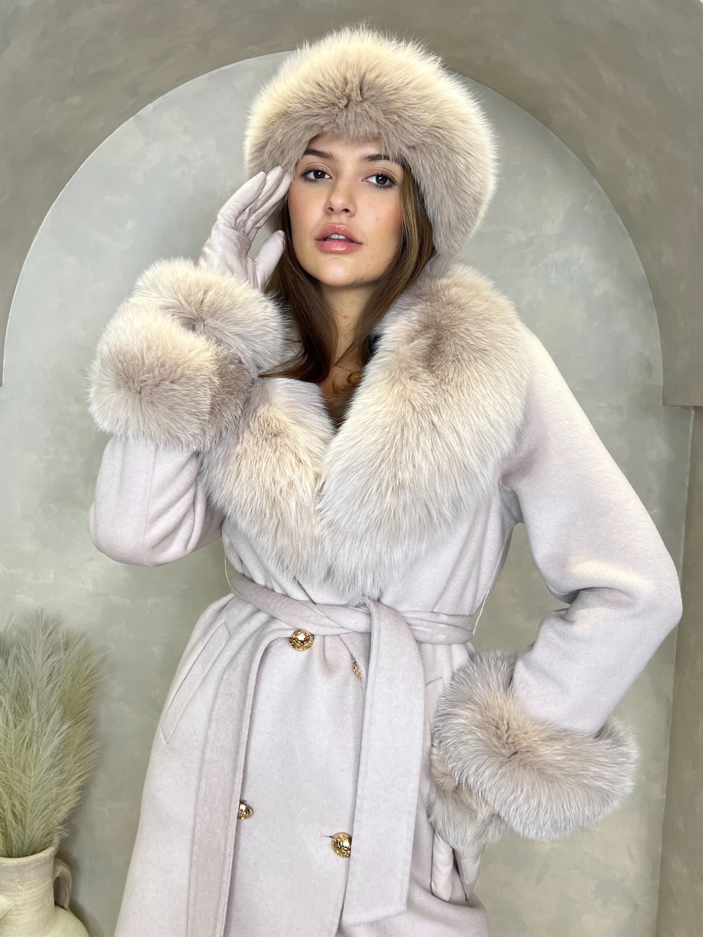 Latte Luxury Fur Cashmere Coat