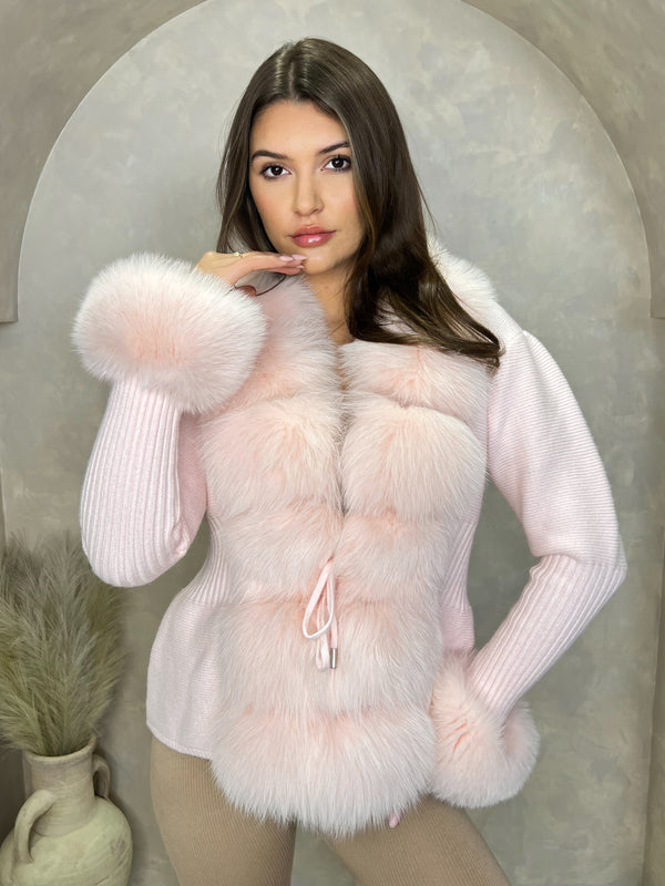 Baby Pink Luxury Fur Cardigan