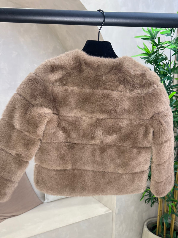 Childrens Cream Faux Fur Jacket Sample Age 4-5