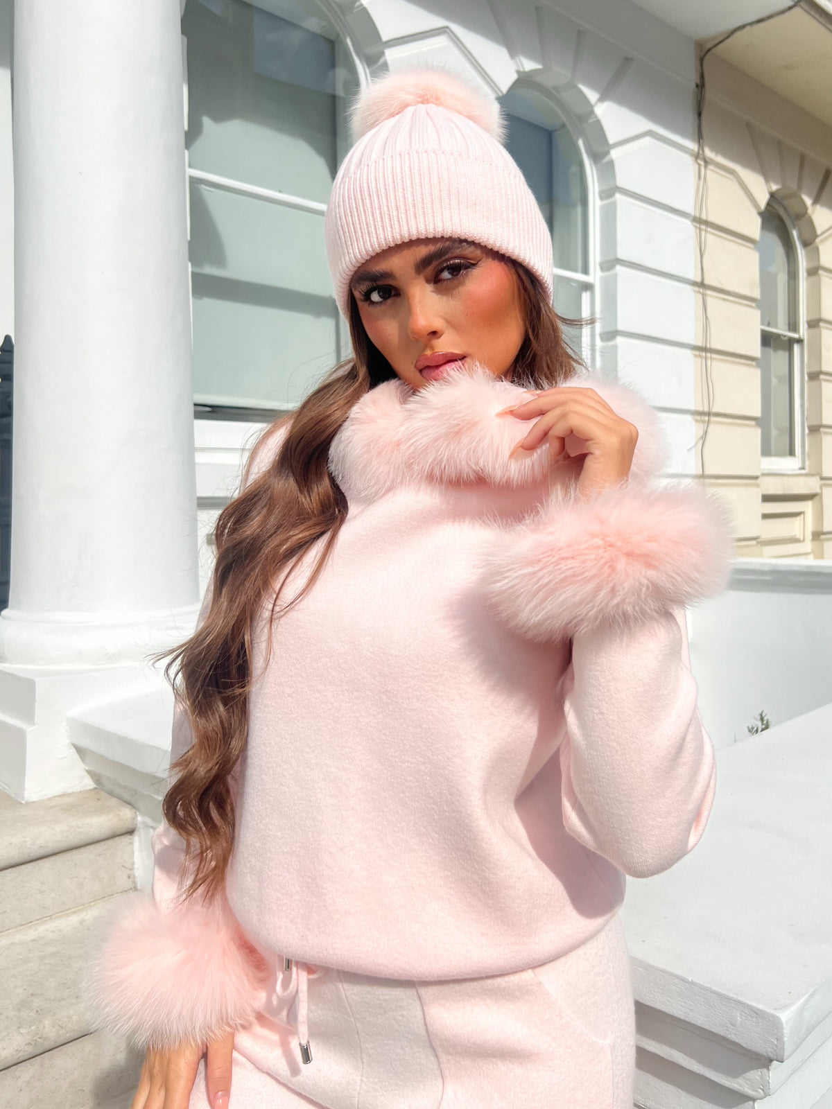 Pink Luxury Fur Bobble Hat