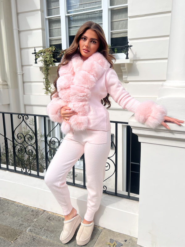 Baby Pink Luxury Fur Cardigan