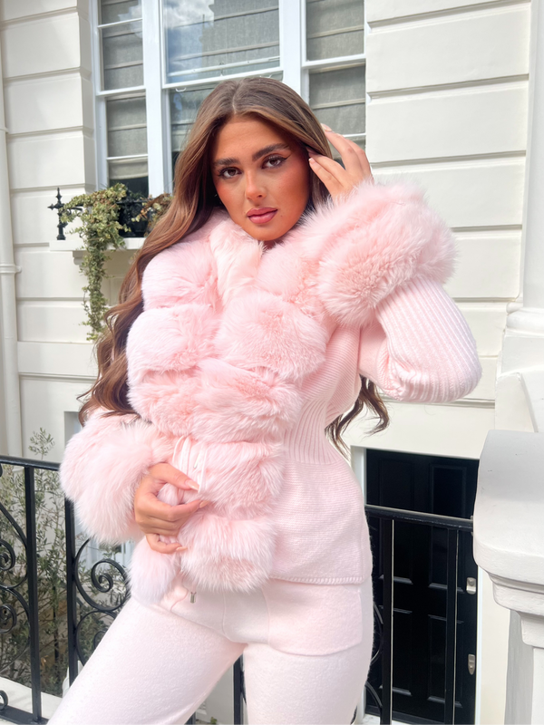 Baby Pink Luxury Fur Cardigan