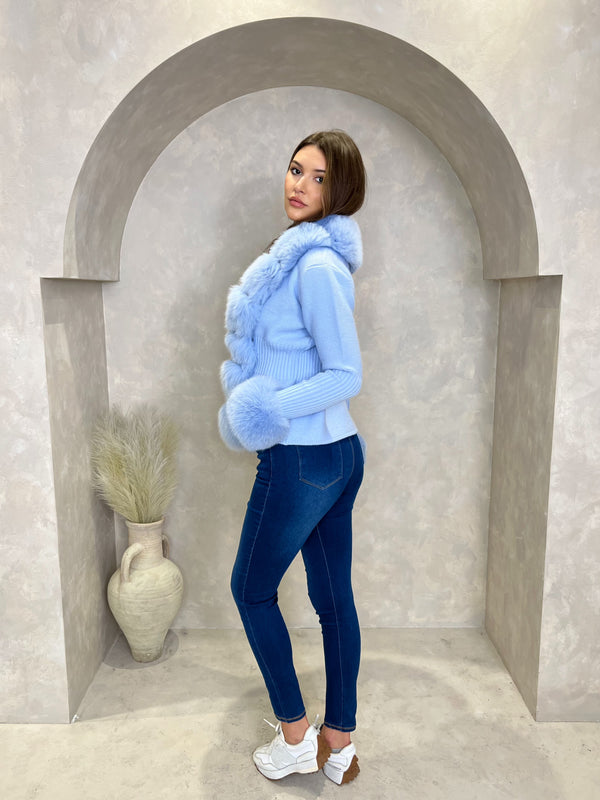 Baby Blue Luxury Fur Cardigan