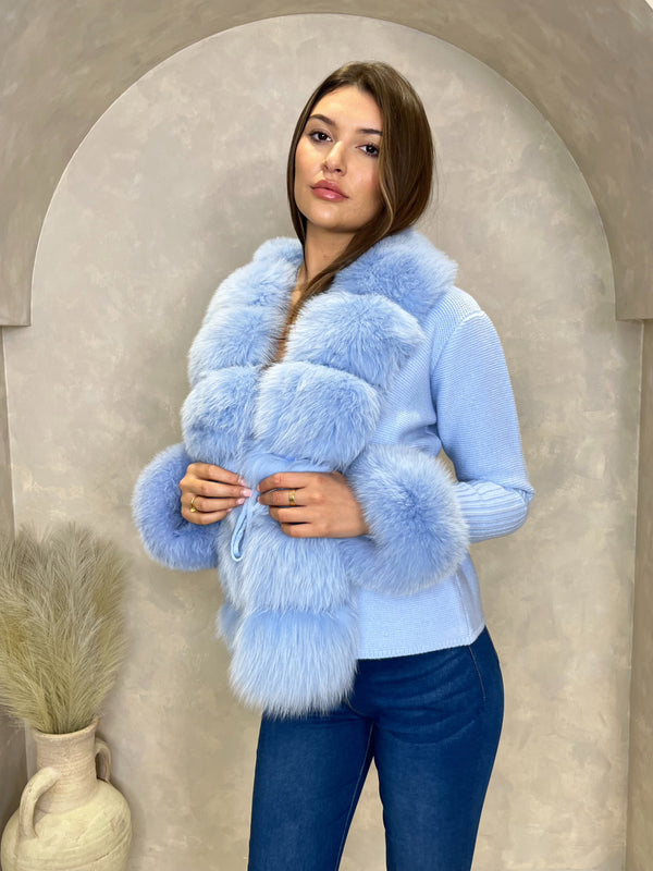 Baby Blue Luxury Fur Cardigan