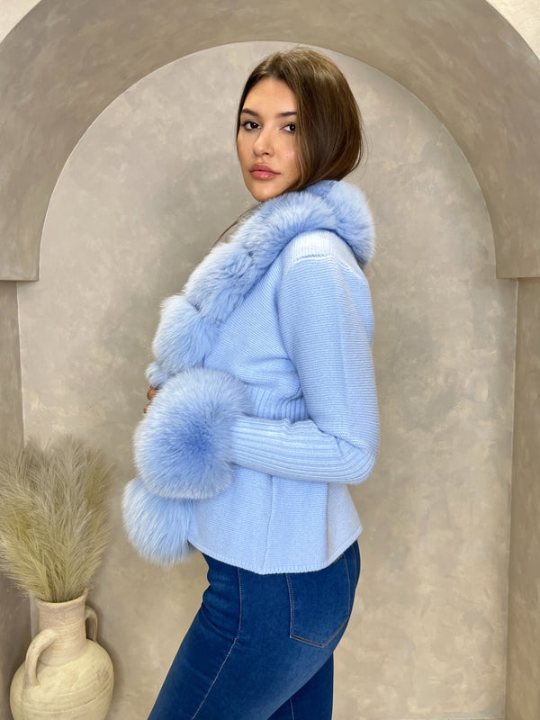 Baby Blue Luxury Fur Cardigan