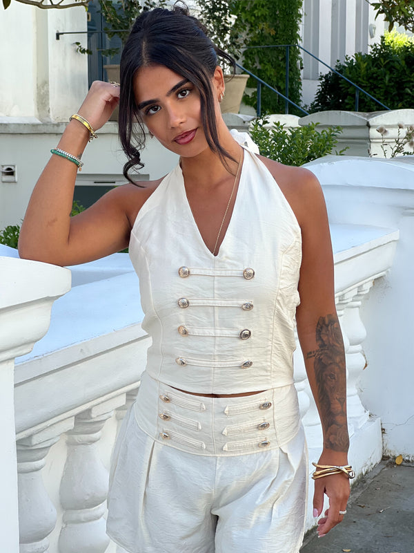 Military Beige Halter neck Top - HL London