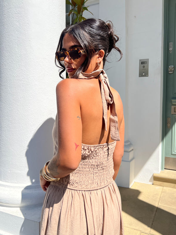 Military Taupe Halter neck Top - HL London