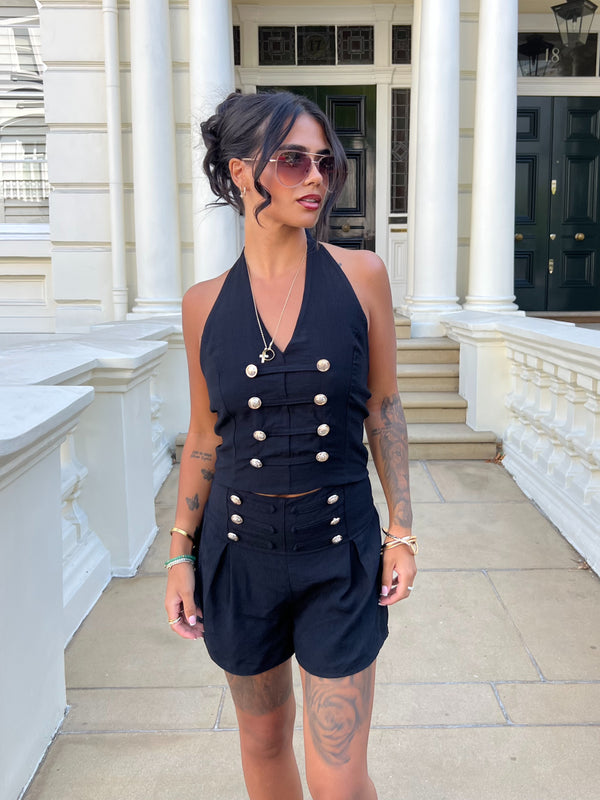 Military Black Halter neck Top - HL London