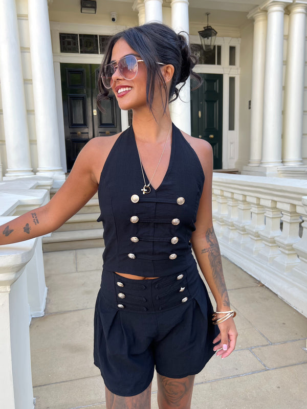 Military Black Halter neck Top - HL London