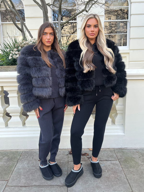 Charcoal Premium Faux Fur Jacket