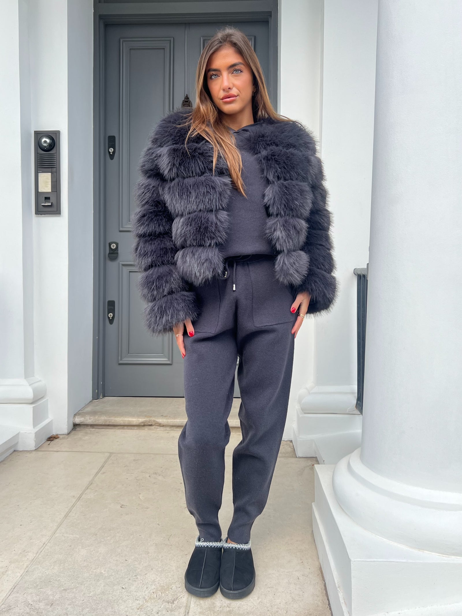Charcoal Premium Faux Fur Jacket