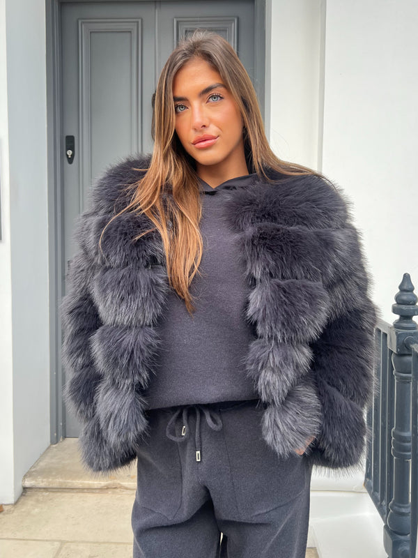 Charcoal Premium Faux Fur Jacket