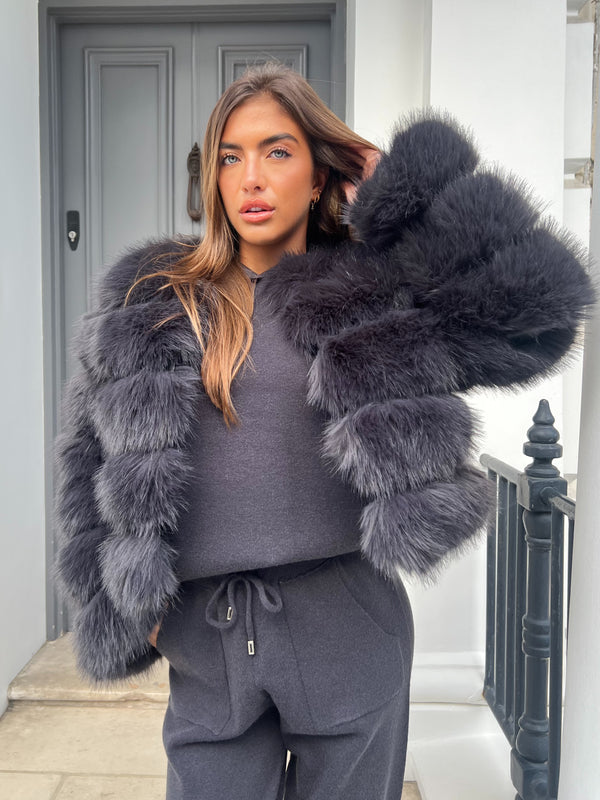 Charcoal Premium Faux Fur Jacket