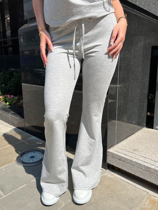 Grey Shoulder Pad Top & Boot Cut Trouser Co Ord