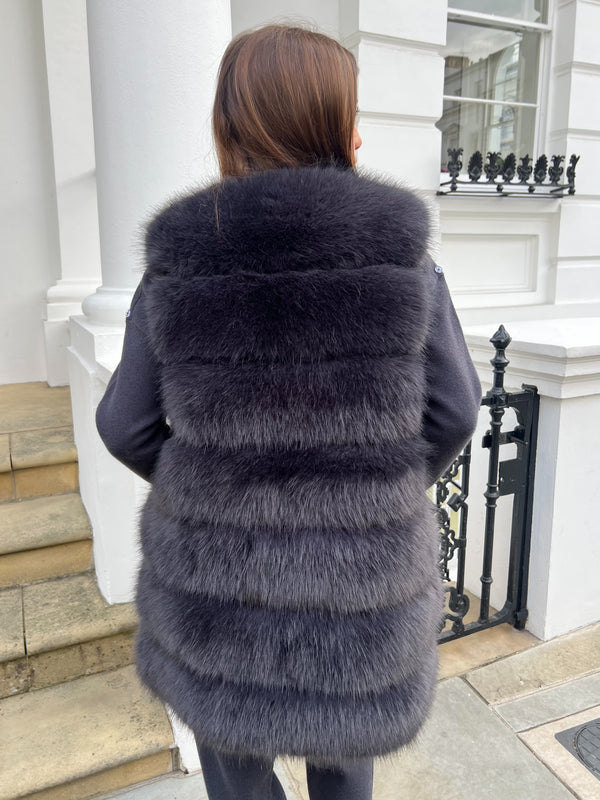 Charcoal Premium Faux Fur Longline Gilet