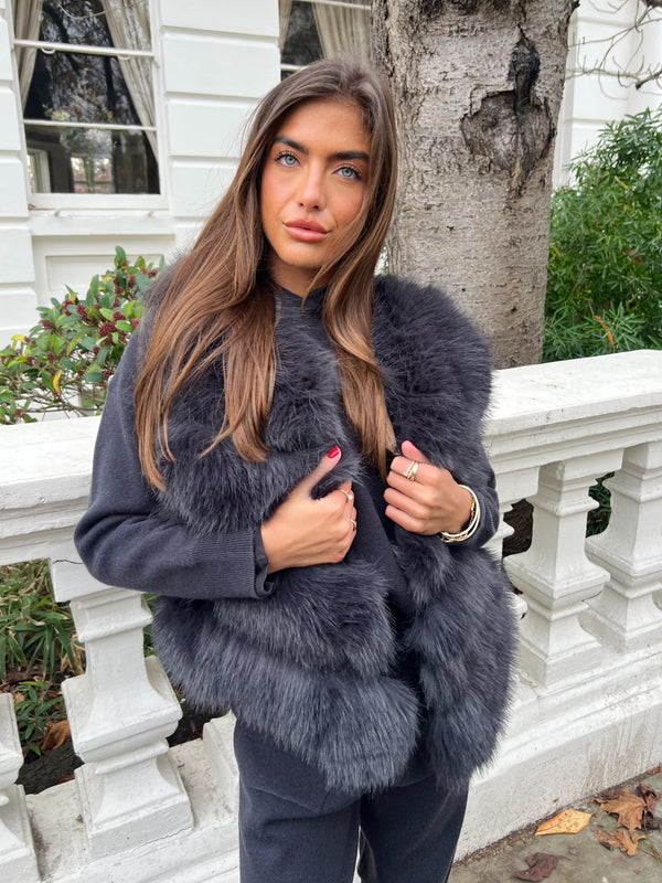 Charcoal Premium Faux Fur Gilet