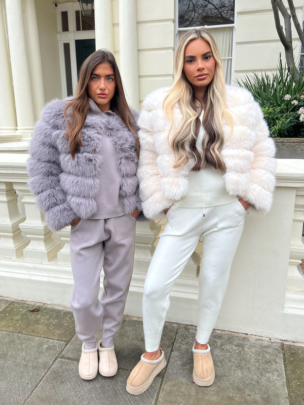 Light Grey Premium Faux Fur Jacket
