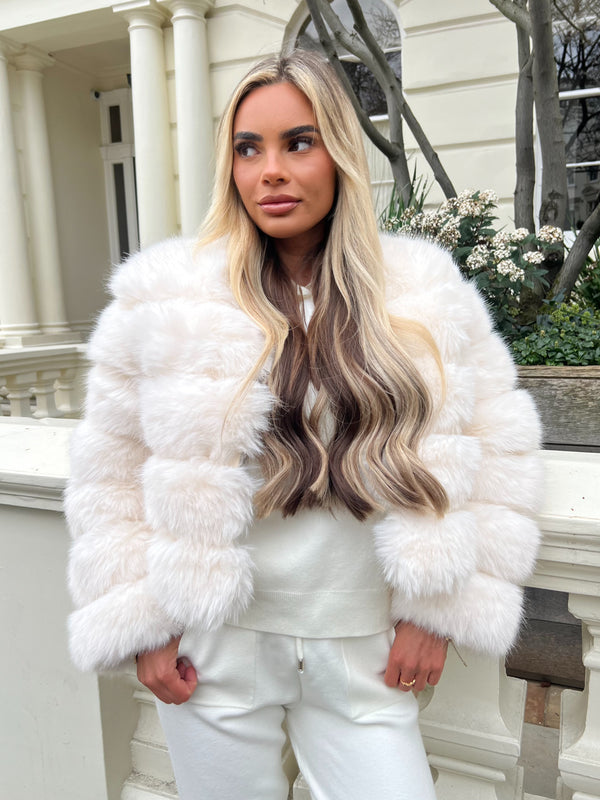 Cream Premium Faux Fur Jacket