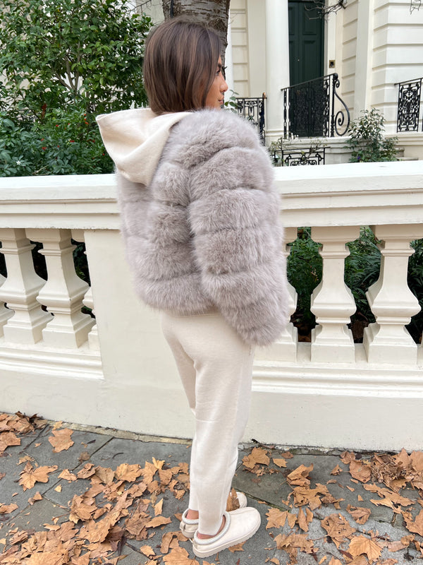 Beige Premium Faux Fur Jacket