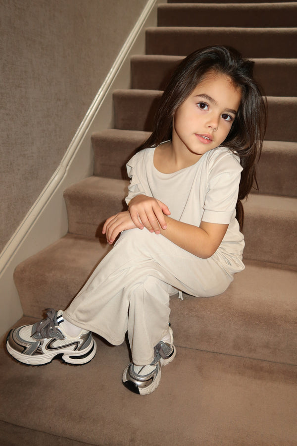 Lauren Goodger & Larose Childrens Beige Puff Sleeve Top