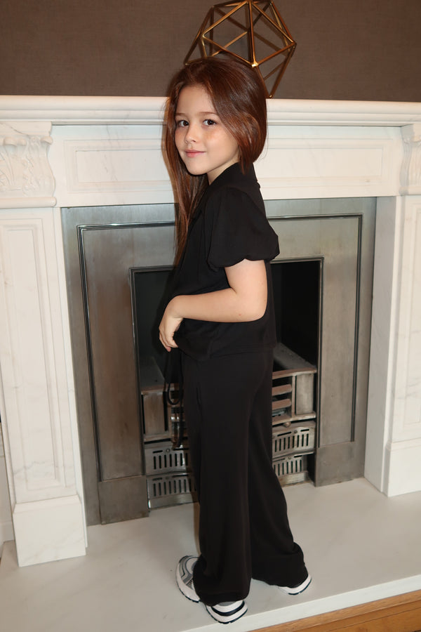 Lauren Goodger & Larose Childrens Black Knot Hem Collared Shirt
