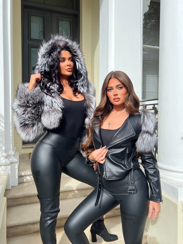 Two Tone Luxury Fur Hooded Jacket