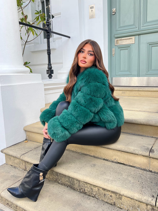 Emerald Luxury Fur Vertical Pelt Coat