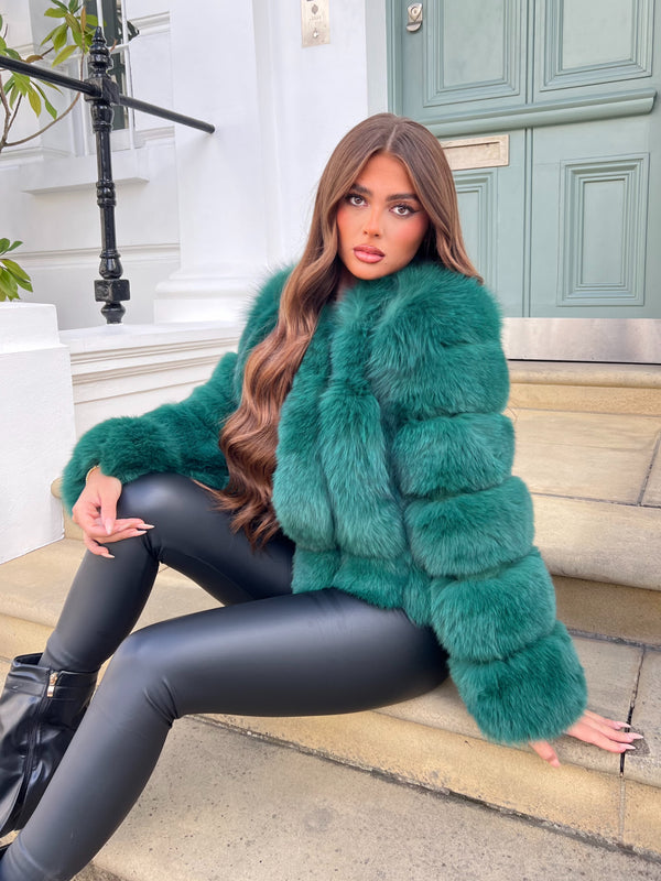 Emerald Luxury Fur Vertical Pelt Coat