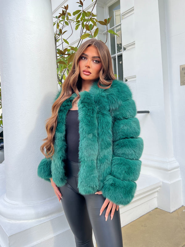 Emerald Luxury Fur Vertical Pelt Coat