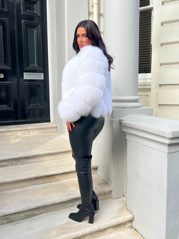White Luxury Fur Vertical Pelt Coat