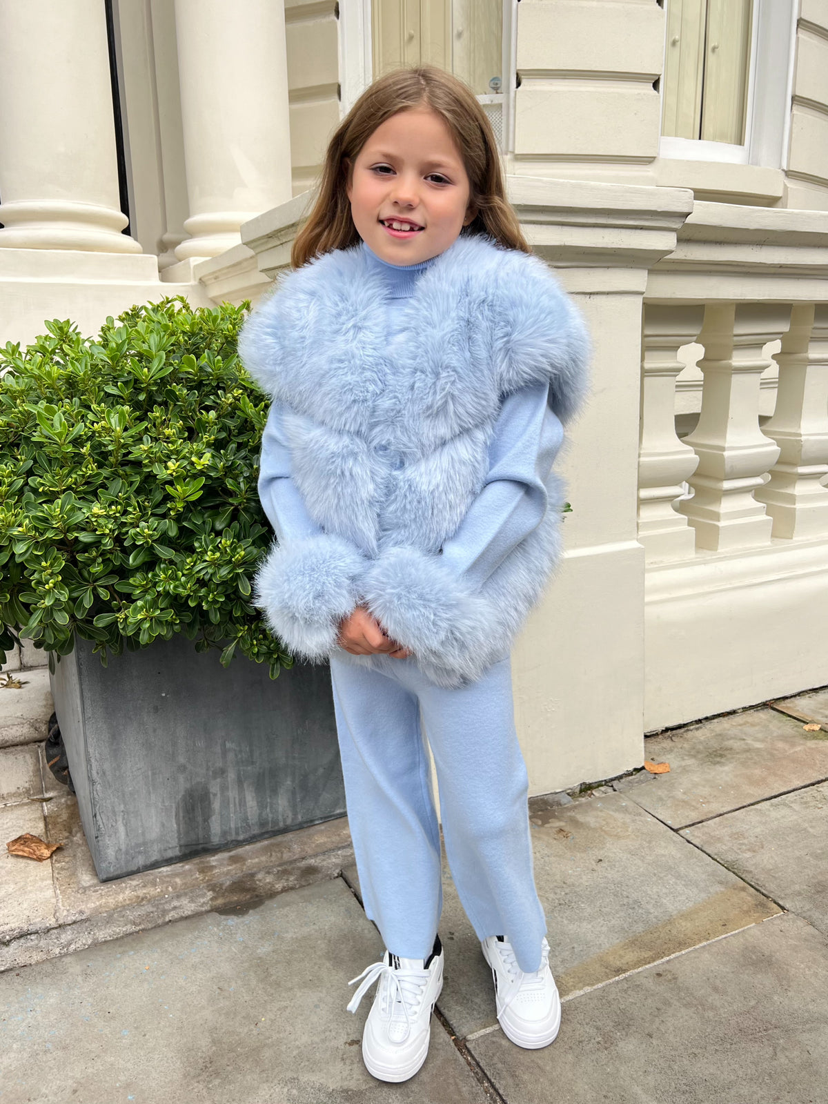 Blue Premium Faux Fur Short Gilet