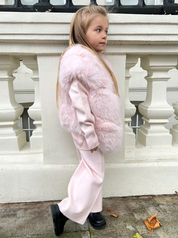 Childrens Baby Pink Premium Faux Fur Short Gilet